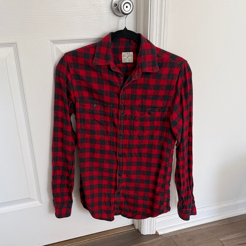 J. Crew Red and Black Plaid Button-Down Shirt